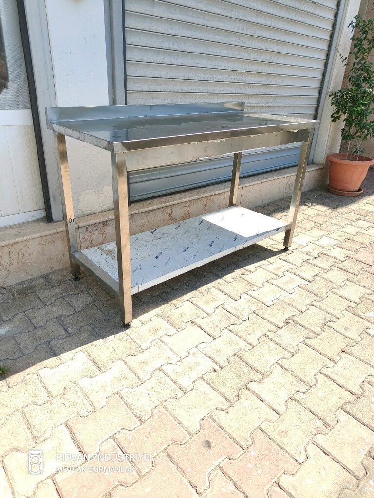 krom çalışma tezgahı hazır mutfak taban raflı krom tezgah - 6
