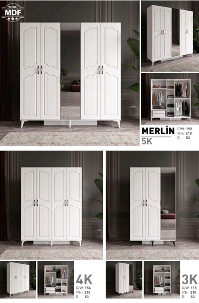 5 Kapılı MDF Gardırop, 5 Kapaklı MDF Dolap - 4