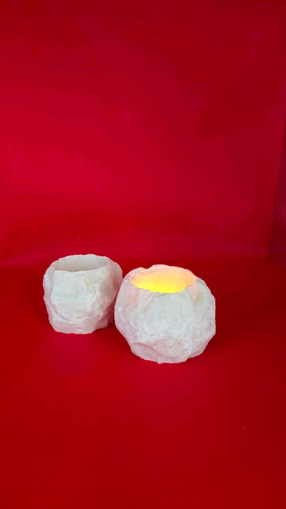 Chakra marka Oniks Yarı Saydam Doğal Taş İkili Mumluk ikinci - 5