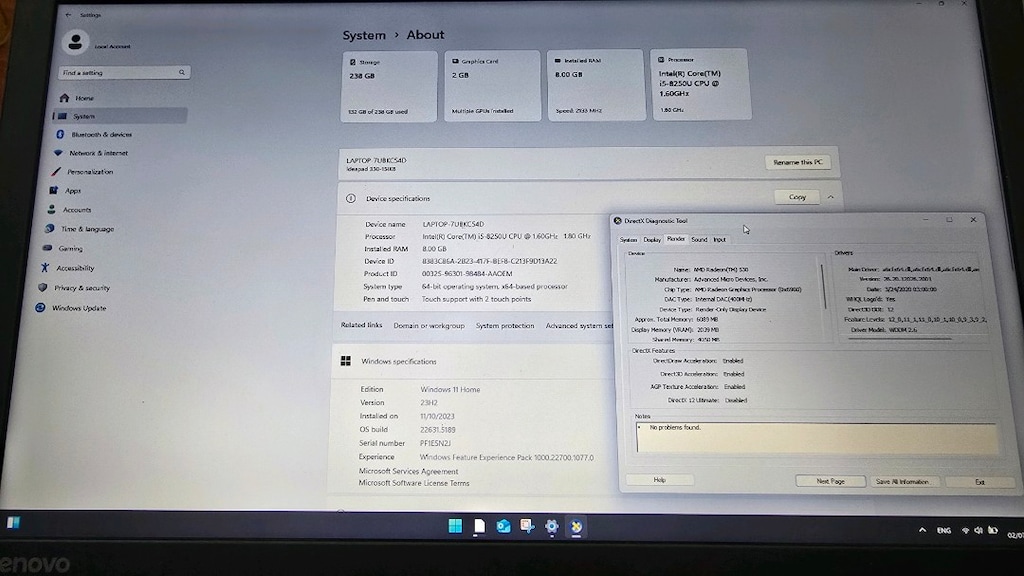 LENOVO i5 8.Nesil 8 GB RAM AMD 530 2GB EKRAN KARTI 256 GB SSD LAPTOP - 2