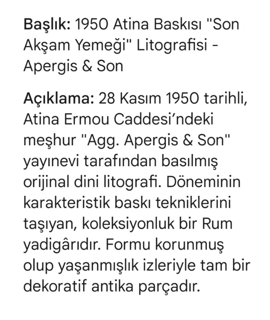 ANTİKA:1950 HZ İSÂNIN ÇARMIHA GERİLMEDEN ÖNCE HAVARİLERİYLE - 4