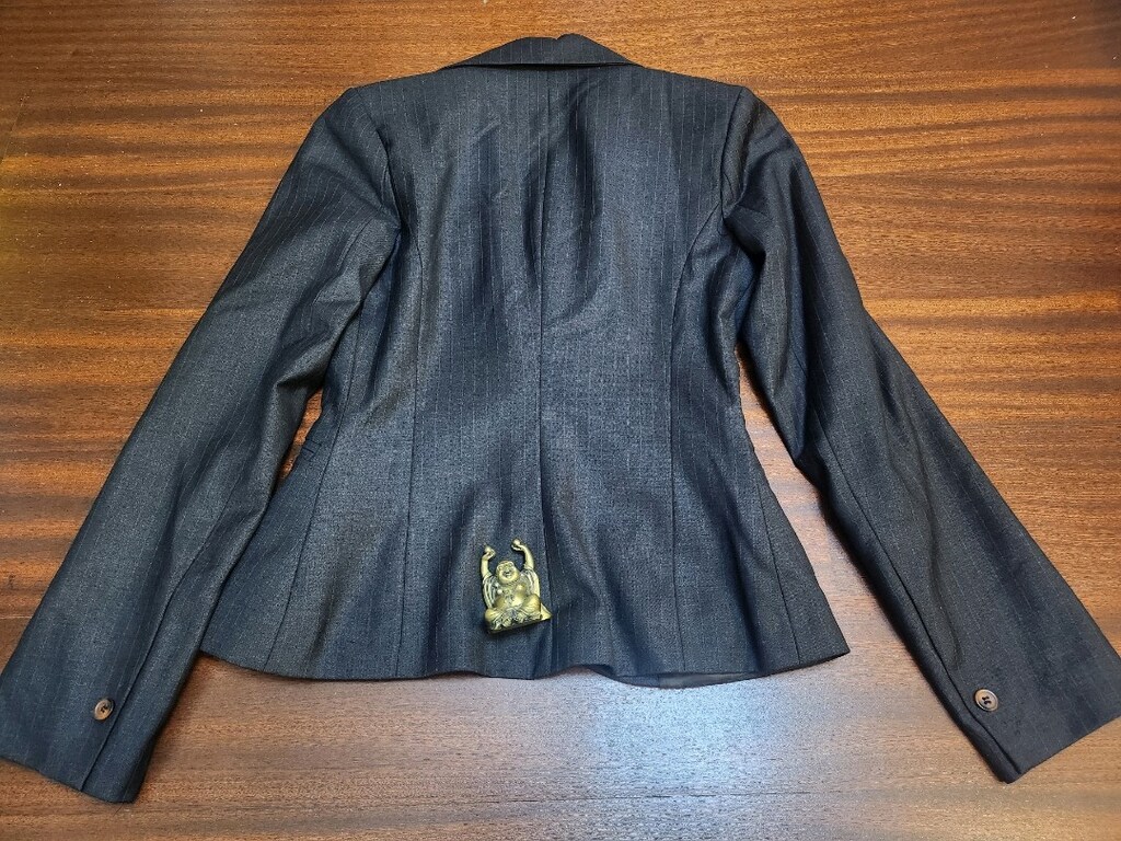 KOTON ÇİZGİLİ GRİ CEKET BLAZER — görsel 17/20