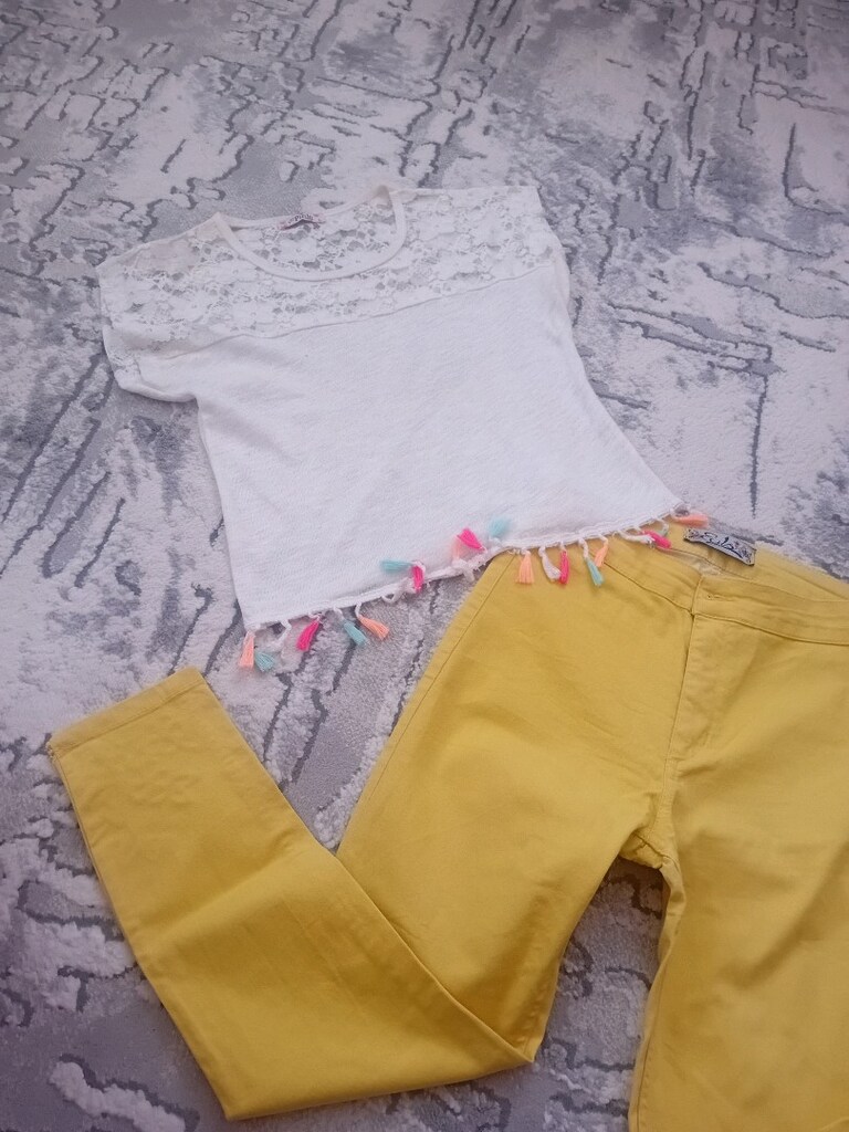 keten kot yuksel bel pantolon ve puskullu buluz - 10