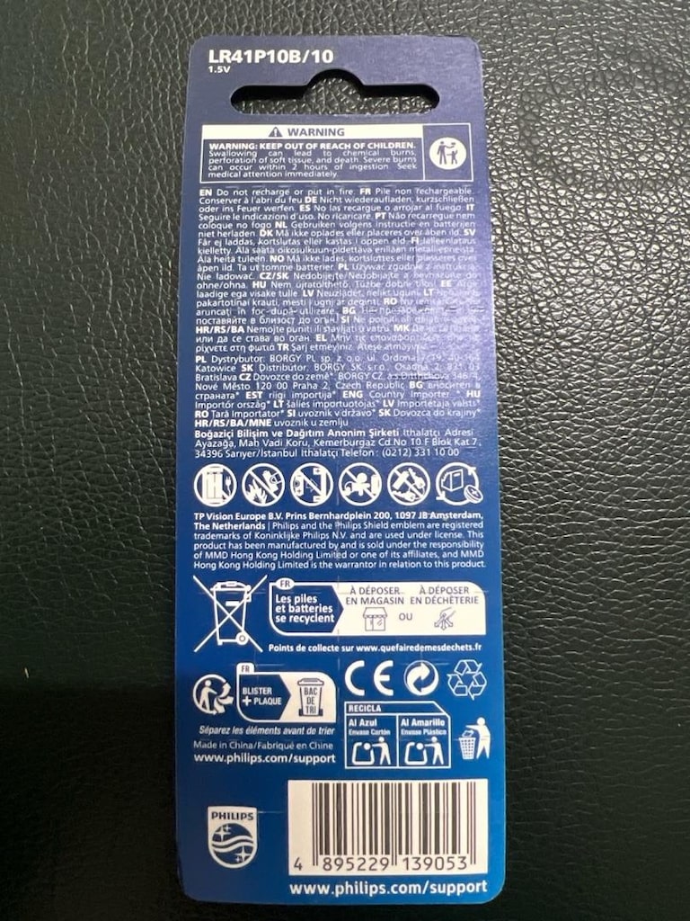 Phılıps LR41P10B/10 1.5v - 4