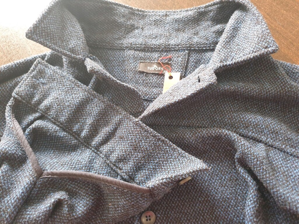 Erkek Tweed Oduncu Gömleği mavi ve Siyah İplikten dokunmuştur. - 8