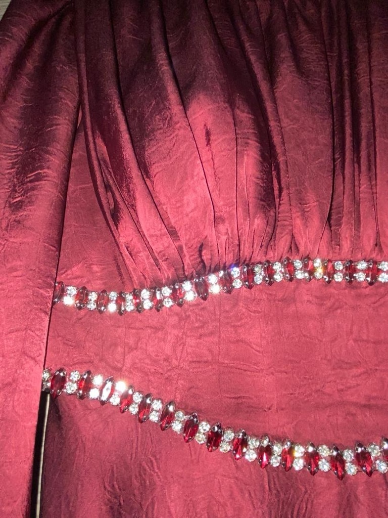bordo uzun elbise - 2