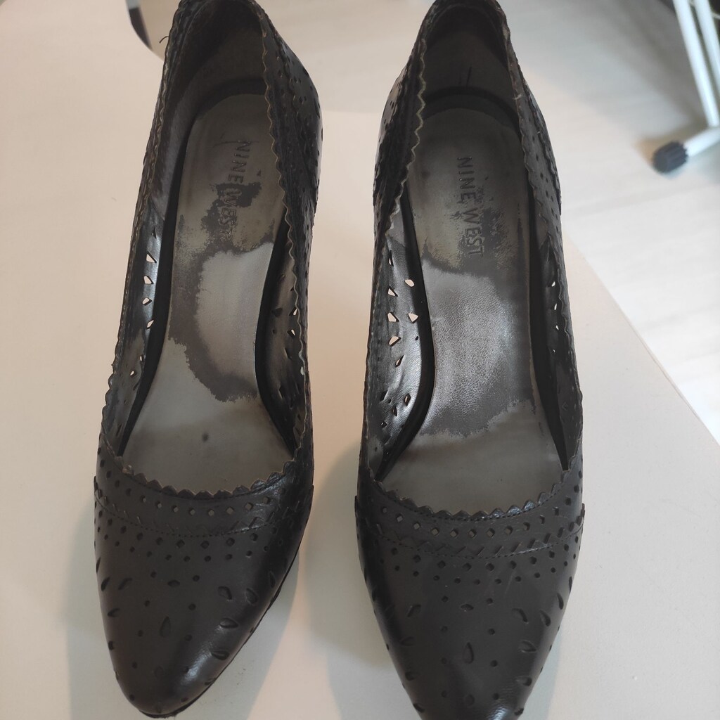 nine west siyah deri 38 topuklu ayakkabı