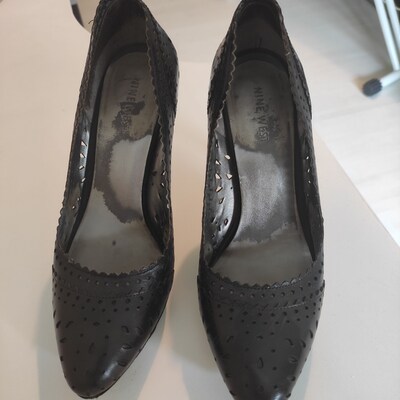 nine west siyah deri 38 topuklu ayakkabı
