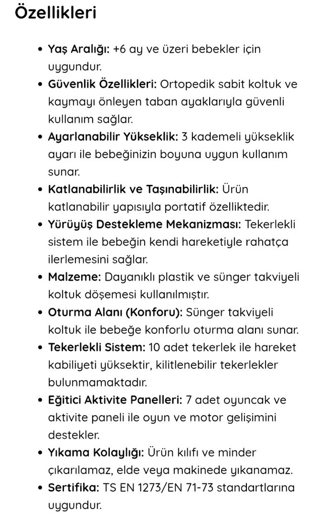 Kikkoro Speedy Tekerlekli Bebek Yürüteci - 6