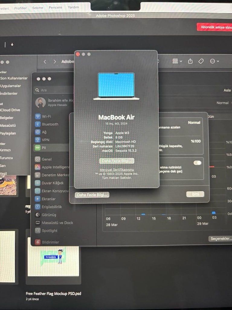 APPLE MACBOOK AİR M3 256 GB SSD/ 8 GB RAM/ 15 İNÇ GARANTİLİ LAPTOP - 3