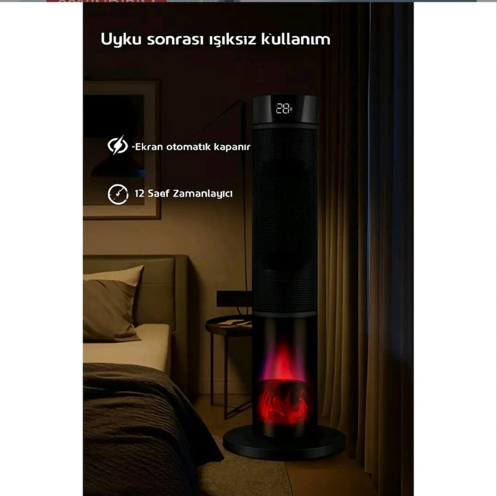 2yıl Garantili Şömineli Efektli Kule Tipi Dikey Isıtıcı 2000w - 5