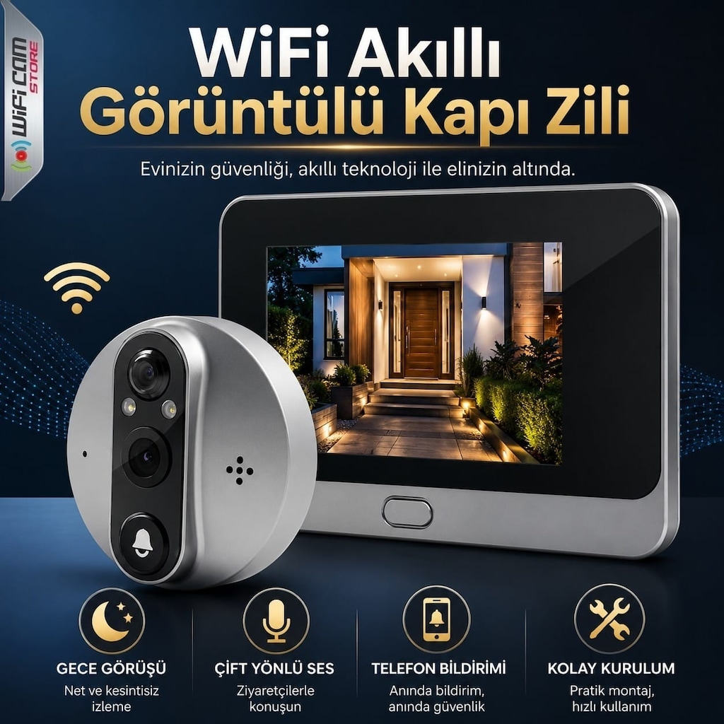 Tuya Smart Ekranlı Akıllı Kapı Dürbün Kamerası - 5