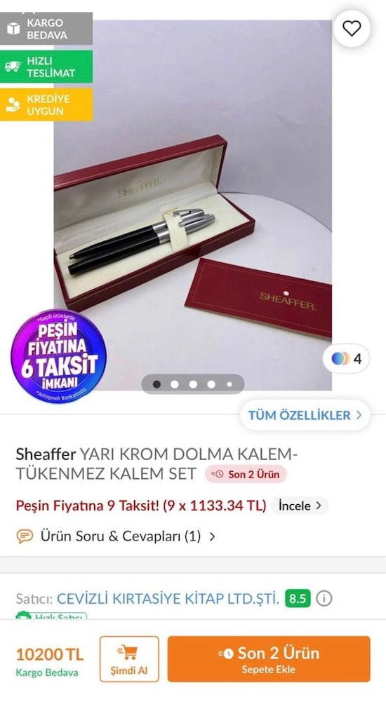 SHEAFFER DOLMA KALEM TÜKENMEZ KALEM SETİ - 10
