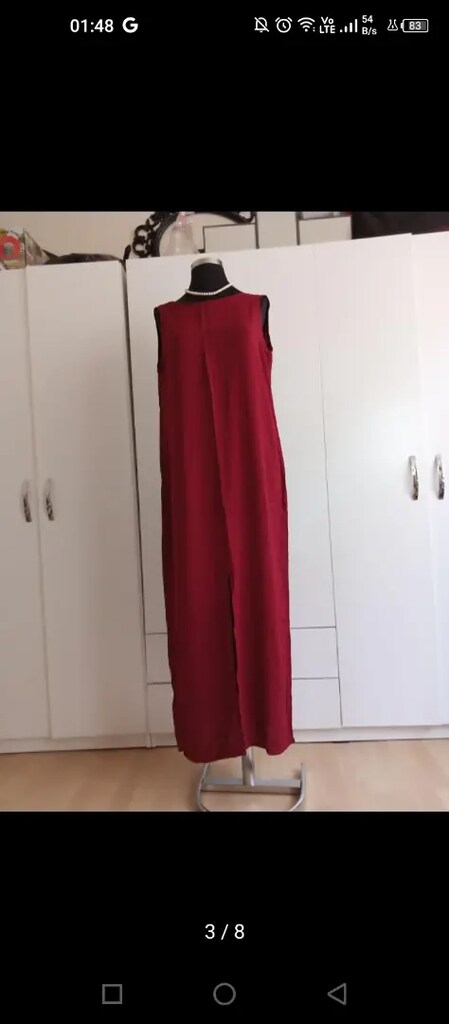 Bordo Renkli Uzun Elbise - 3