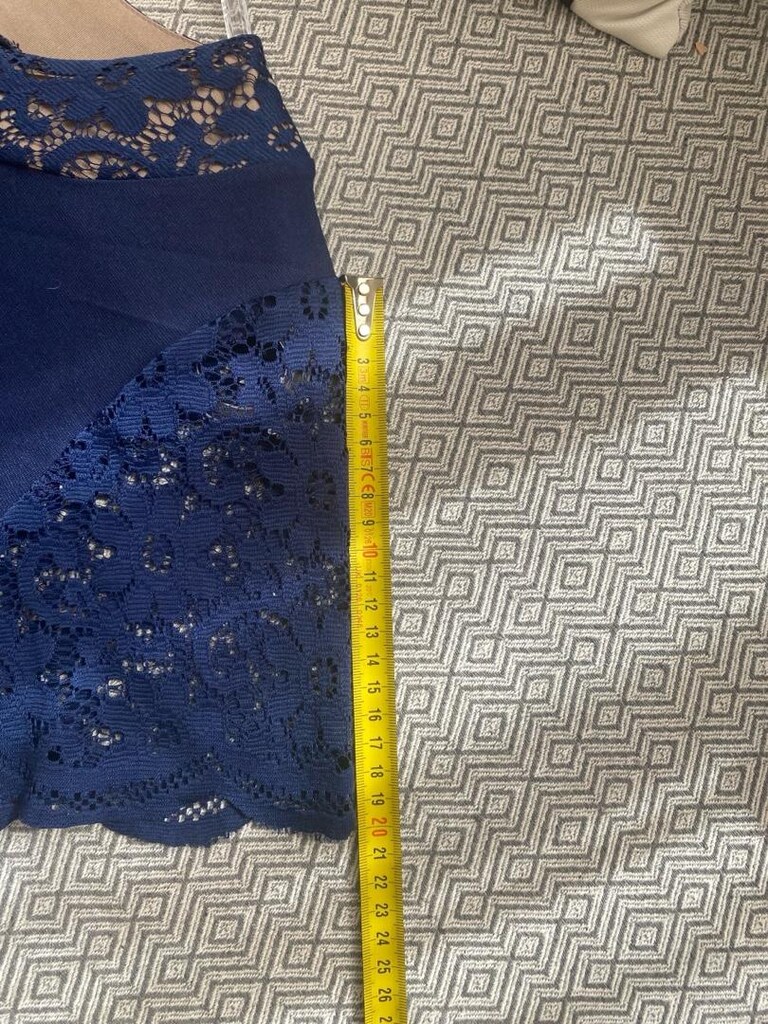 Lacivert Dantel Detaylı Midi Elbise - 7