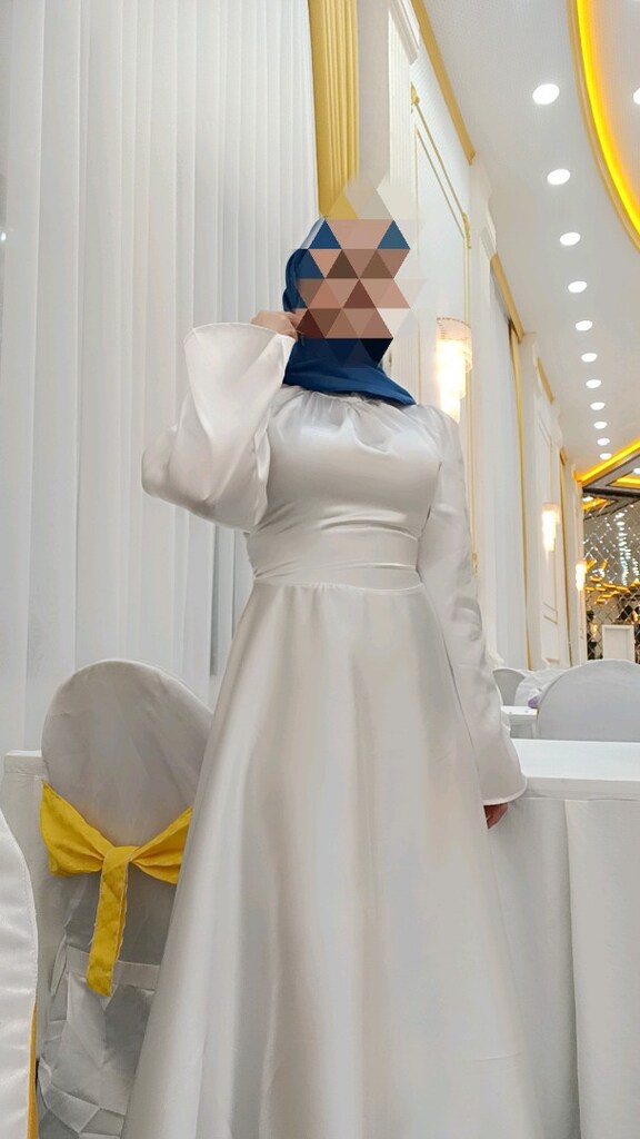 beyaz saten elbise nikah davet elbisesi - 3