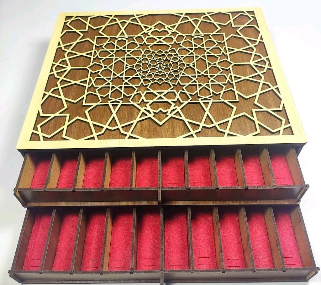 2 KATLI 20 BÖLMELİ TESBİH KUTUSU AHŞAP - 6