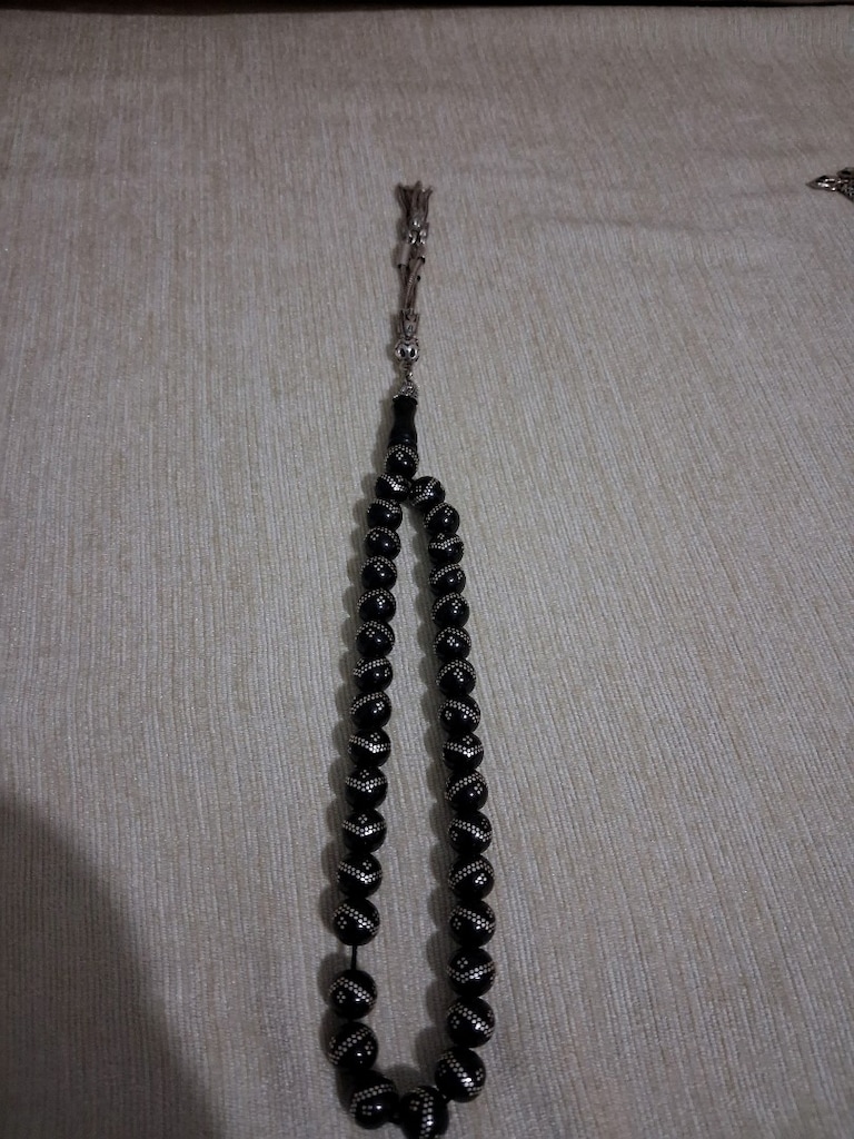satılık Oltu taşı ve birkaç imzalı gümüş işlemeli kuka tesbihleri - 8