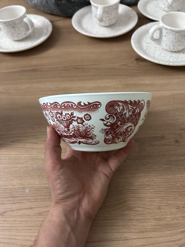 Rivanet France Vintage Kırmızı Desenli Kase