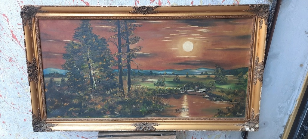 60 cm 110 cm çok eski yağlı boya tablo - 5