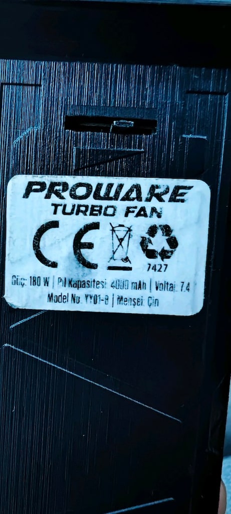 Proware Turbo Şarjlı Jet Fan (4000 mAh, 130.000 RPM, 180W, 7,4V) - 2