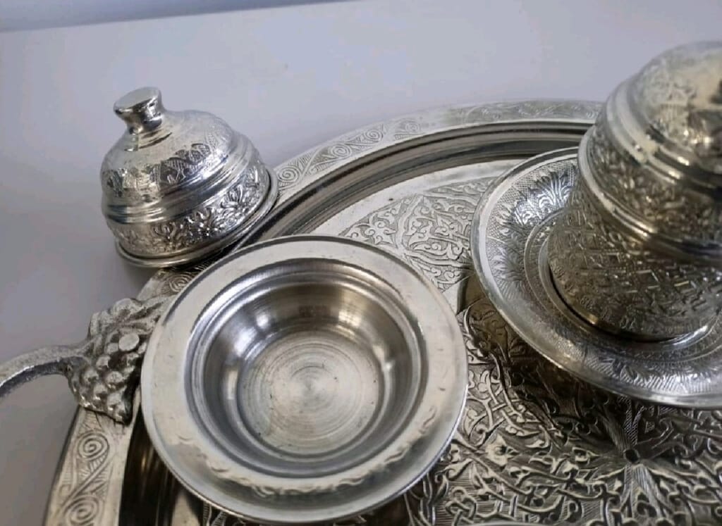 GAZİANTEP BAKİR İSCİLİGİ UCLU KAHVE TAKİMİ - 5