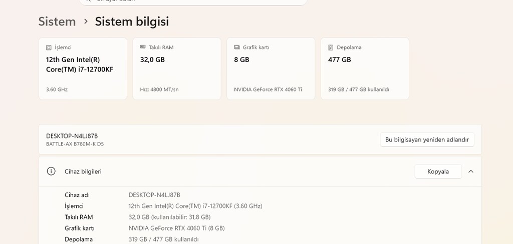 RTX 4060 Ti 8GB + i7-12700KF | 32GB DDR5 | Oyuncu PC - 3
