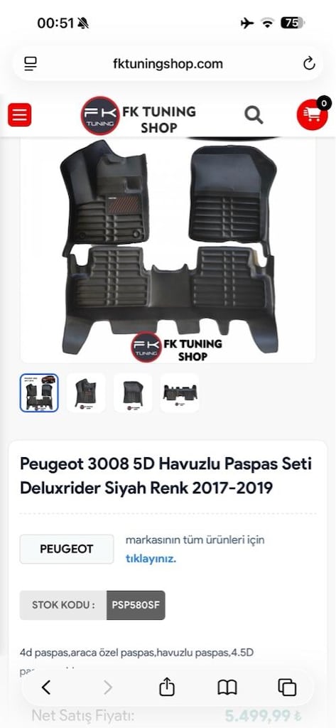 Peugeot 3008 5D Havuzlu Paspas Seti - 5