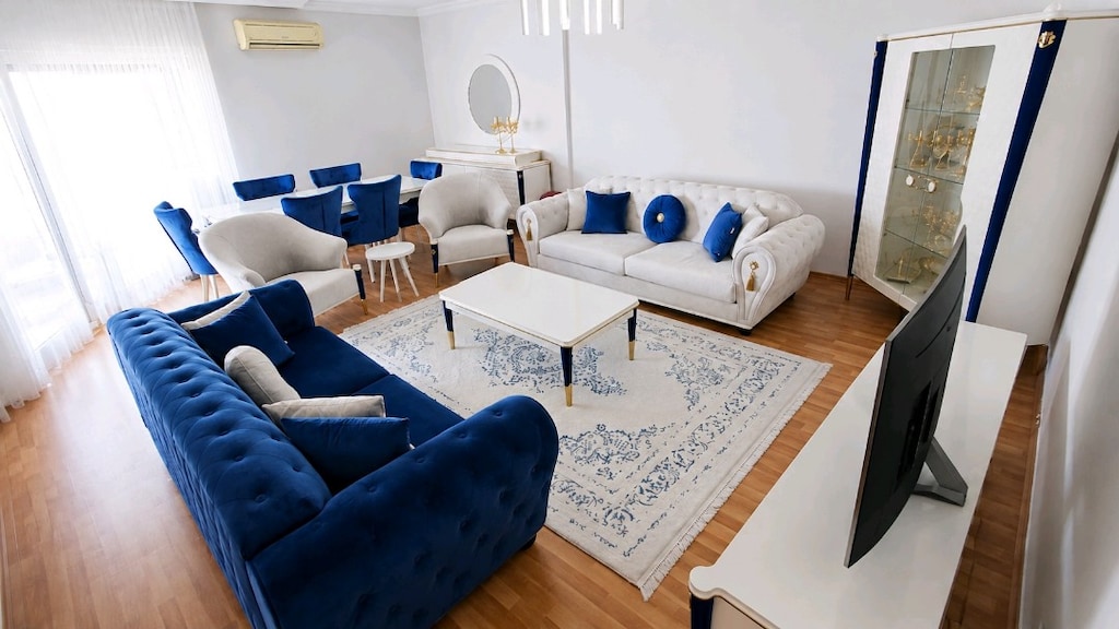Lüks Lacivert-Beyaz Chester Salon Koltuk Takımı – Çok Şık - 2