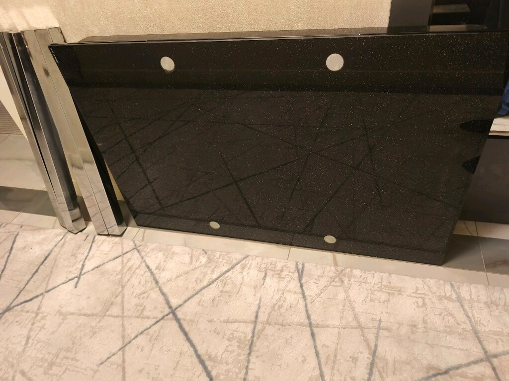 SİMLİ CAM MASA KROM AYAKLI ve 2 adet sandalye - 5
