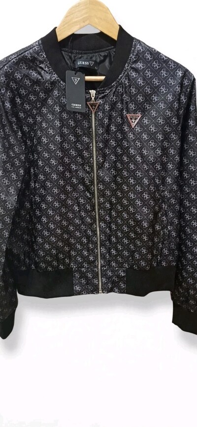 GUESS Monogram Bomber Ceket Siyah Etiketli