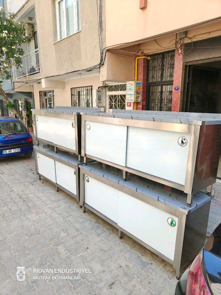 krom tezgah hazır mutfak krom çalışma tezgahı 190 cm paslanmaz krom - 8