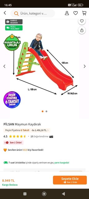 Büyük kaydırak tertemiz evde çok az kullanıldı