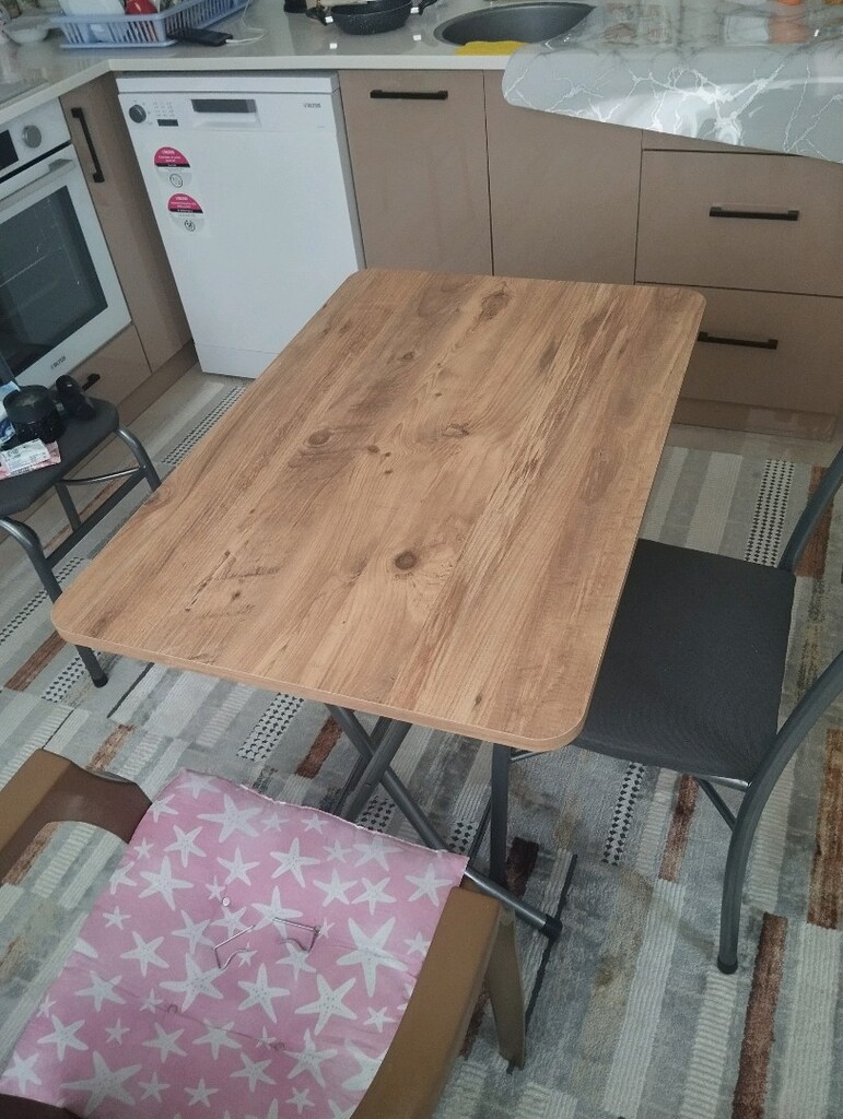 Sıfır Ahşap Desenli Yemek Masası - 3
