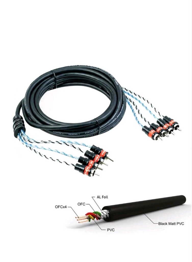 FOR-X AMFİ RCA KABLOSU 4 GİRİŞ 4 ÇIKIŞ %100 BAKIR 5 METRE SIFIR ÜRÜN - 3
