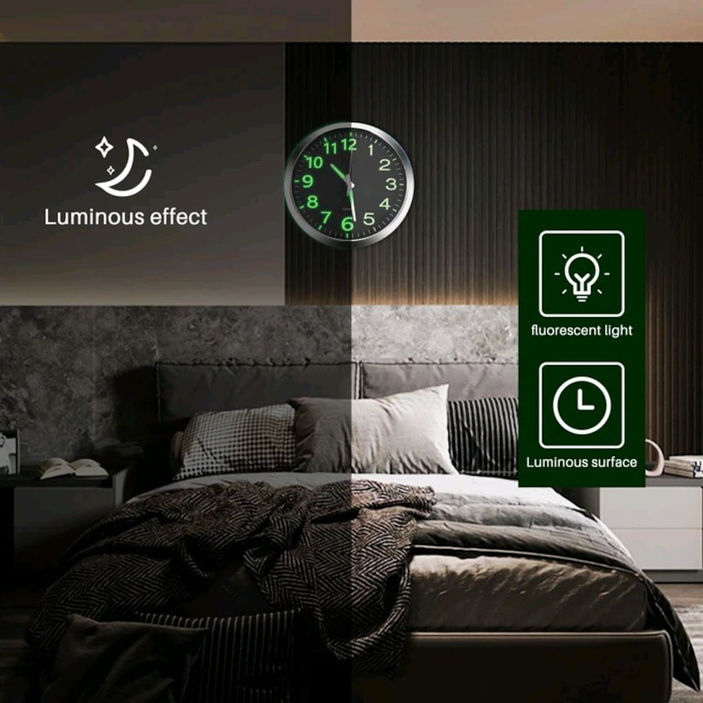 Sıfır Fosforlu Gece Parlayan Duvar Saati - Modern Tasarım - 2