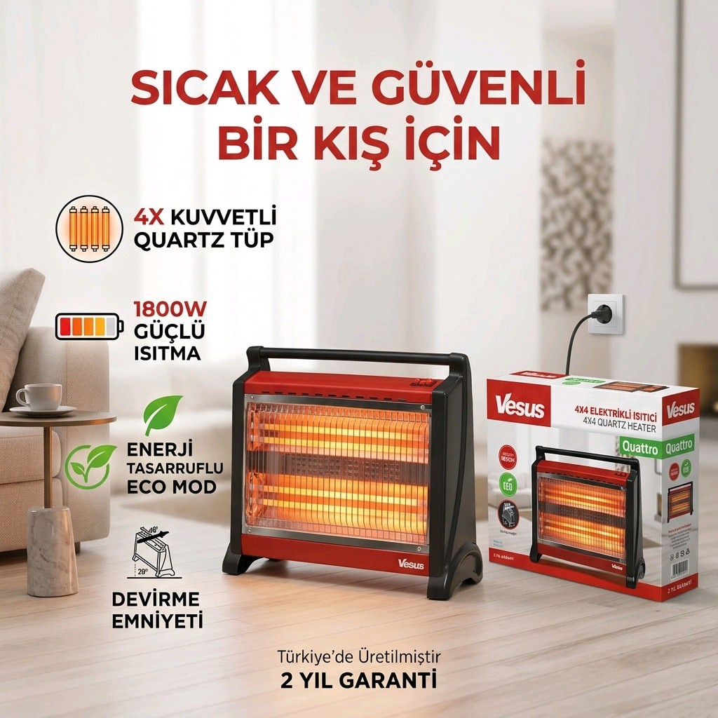 4x4 Quartz Isıtıcı Soba 1800W - 2