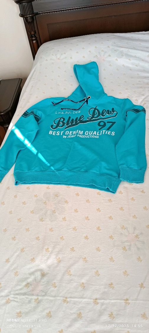 kapşonlu sweatshirt turkuaz