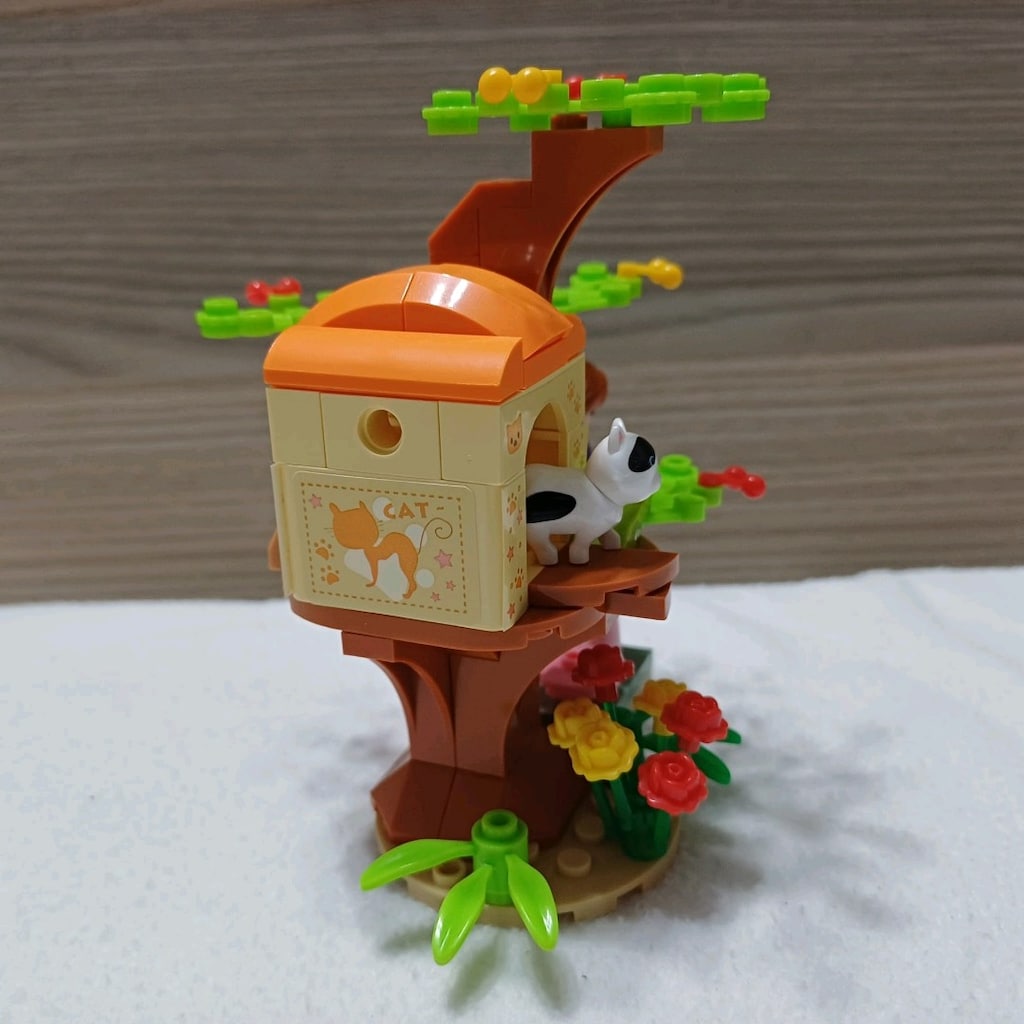Kılavuzlu & Minifigürlü Kedi Yuvalı Ağaç Ev Yapı Blokları Seti - 9