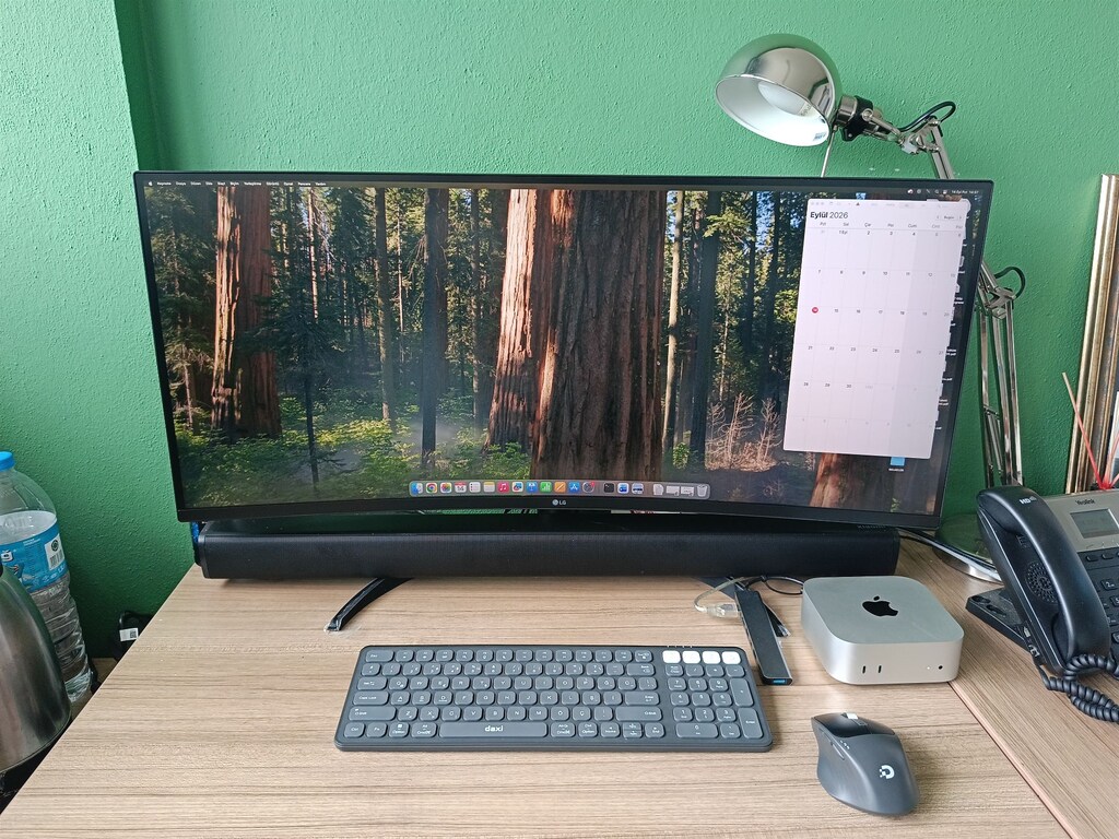 Mac Mini M4 16GB, 256Gb/LG 34" Kavisli Pivot Monitör/Xiaomi Soundbar