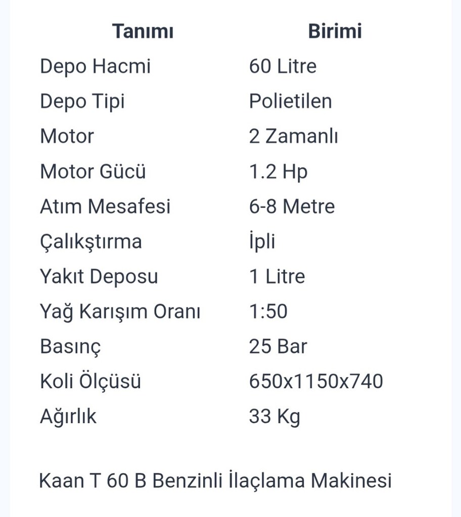 KAAN T60B BENZİNLİ İLAÇLAMA MAKİNESİ - 2