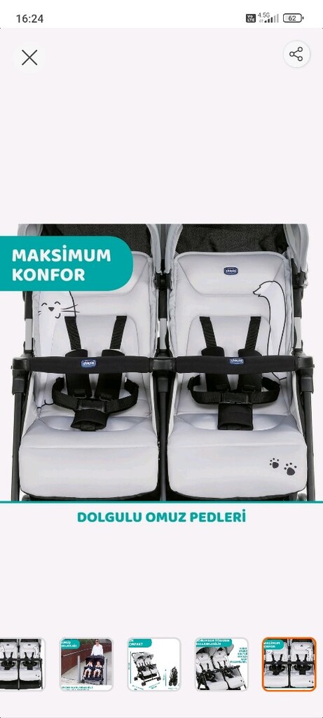 Tertemiz Kullanılmış Chicco Ohlala 2 Twin İkiz Bebek Arabası - 18