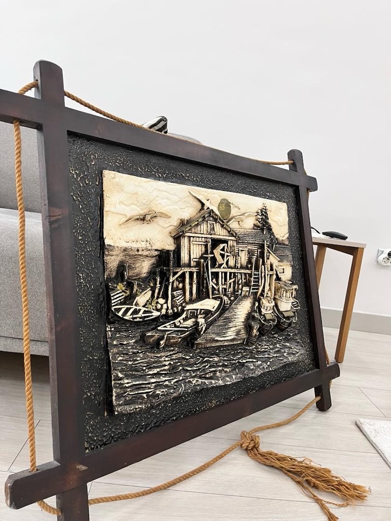 Kabartmalı Ahşap Çerçeveli Büyük Boy Rölyef Tablo (80x100 cm) - 3