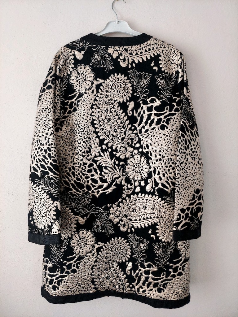 Otantik Kaftan Desen jakarlı uzun Ceket - 3