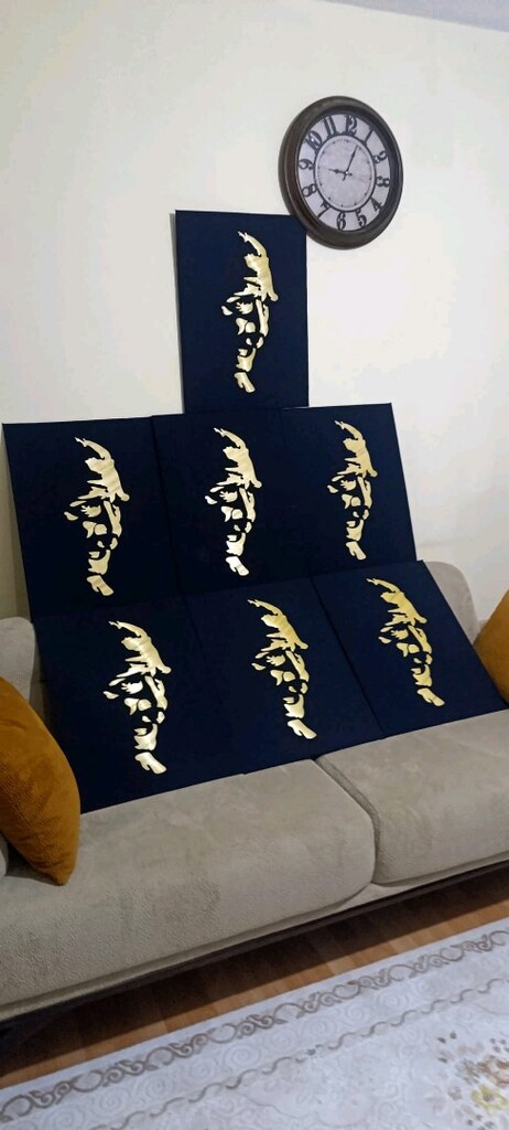 Atatürk Silüetli Kumaş Tablo - 4