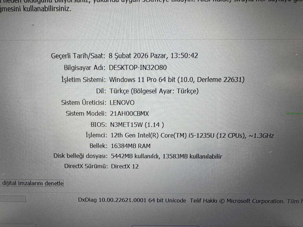 THİNKPAD T14 İ5 12. NESİL 16 GB RAM 256 NVME - 7