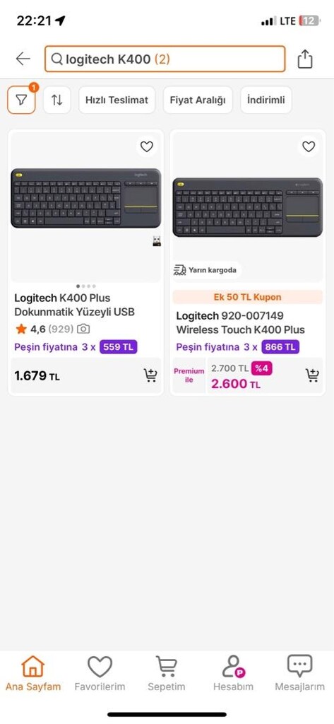 Logitech K400R Touch Padli Klavye - 3