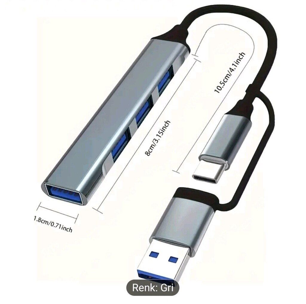 4 in 1 USB ve Type C giriş Çoklayıcı. Sıfır kutusunda yurt dışı - 19