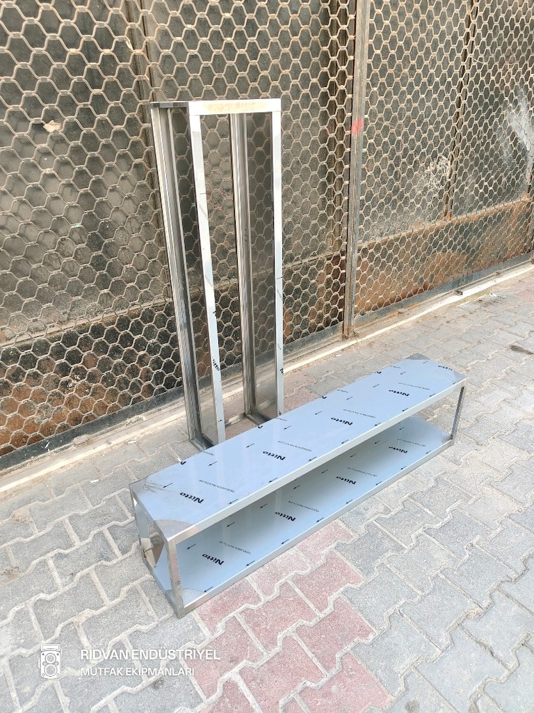 iki katlı duvar rafı krom duvar raf endüstriyel hazır mutfak krom raf - 11