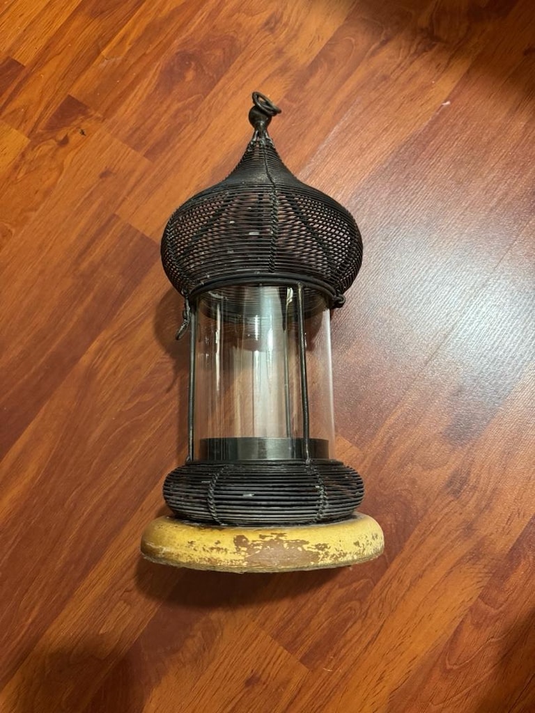Vintage El Yapımı Metal Tel Örgü Dekoratif Fener / Mumluk 36 cm - 16